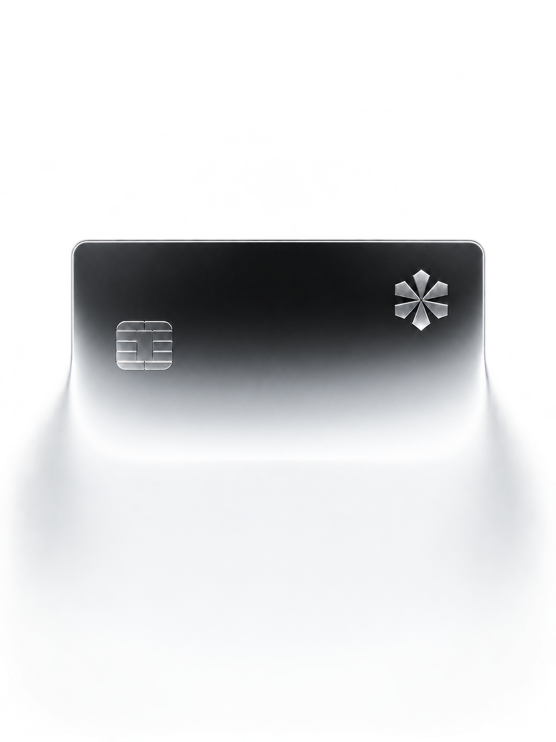 Jaleed card with a luminous edge and embossed studio emblem