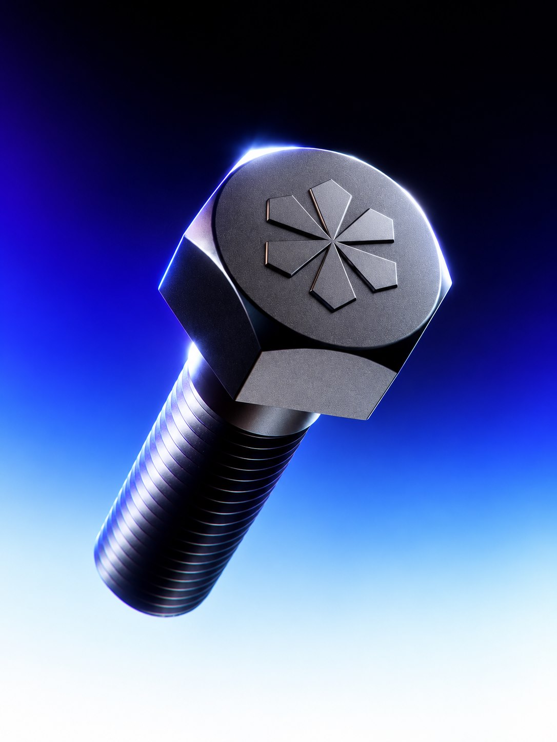 Graphite bolt with a sculptural emblem