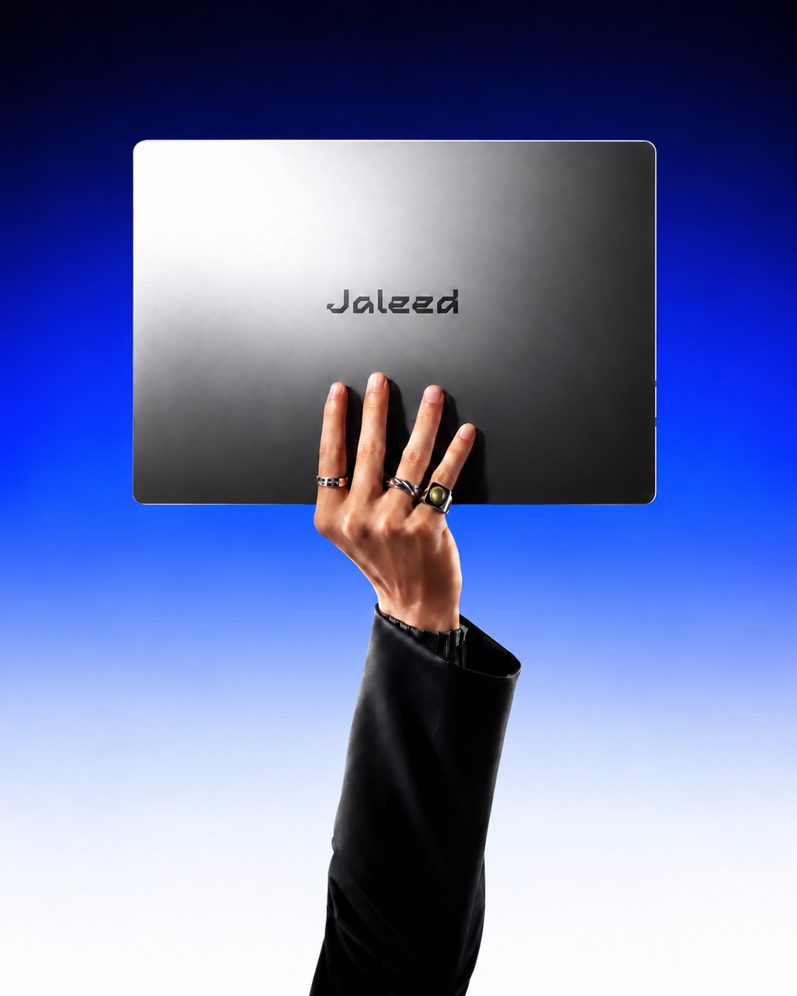 The complete Jaleed laptop and hand composition