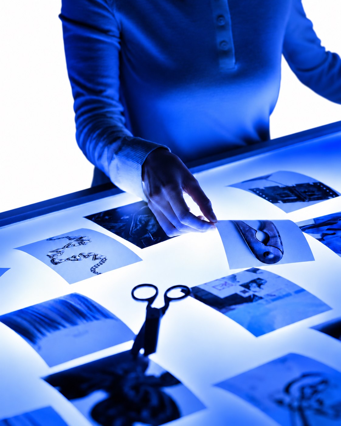 A studio arranging photographic references